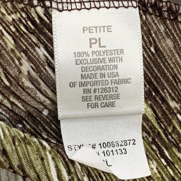 Dressbarn Sleeveless Sequined‎ Blouse V-Neck Petite Large Textures Green Brown - Picture 6 of 12